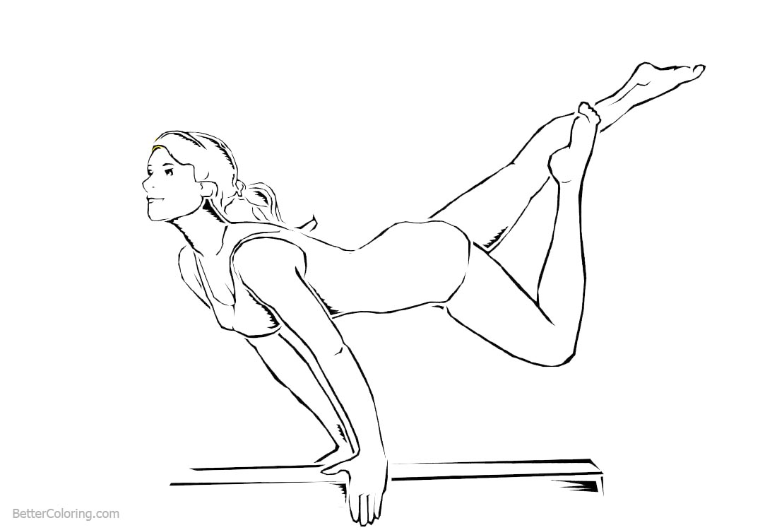 Gymnastics Balance Beam Coloring Pages Lineart printable for free
