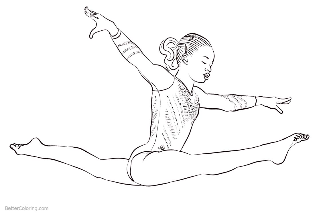 Gymnastics Coloring Pages Athlete Gabby Douglas Free Printable