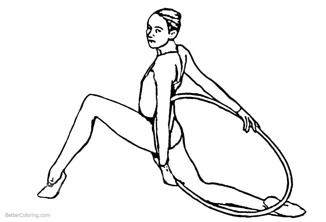 Gymnastics Coloring Pages Girl with Hoop printable for free