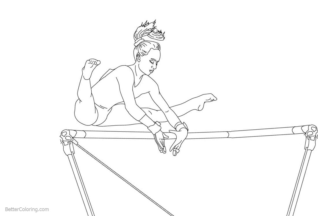 Gymnastics Coloring Pages High Bar printable for free
