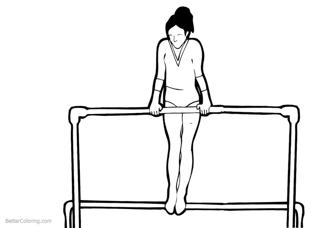 Gymnastics Uneven Bars Coloring Pages printable for free