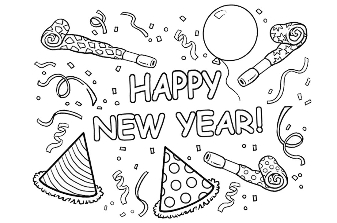 Happy New Year 2019 Coloring Pages printable for free