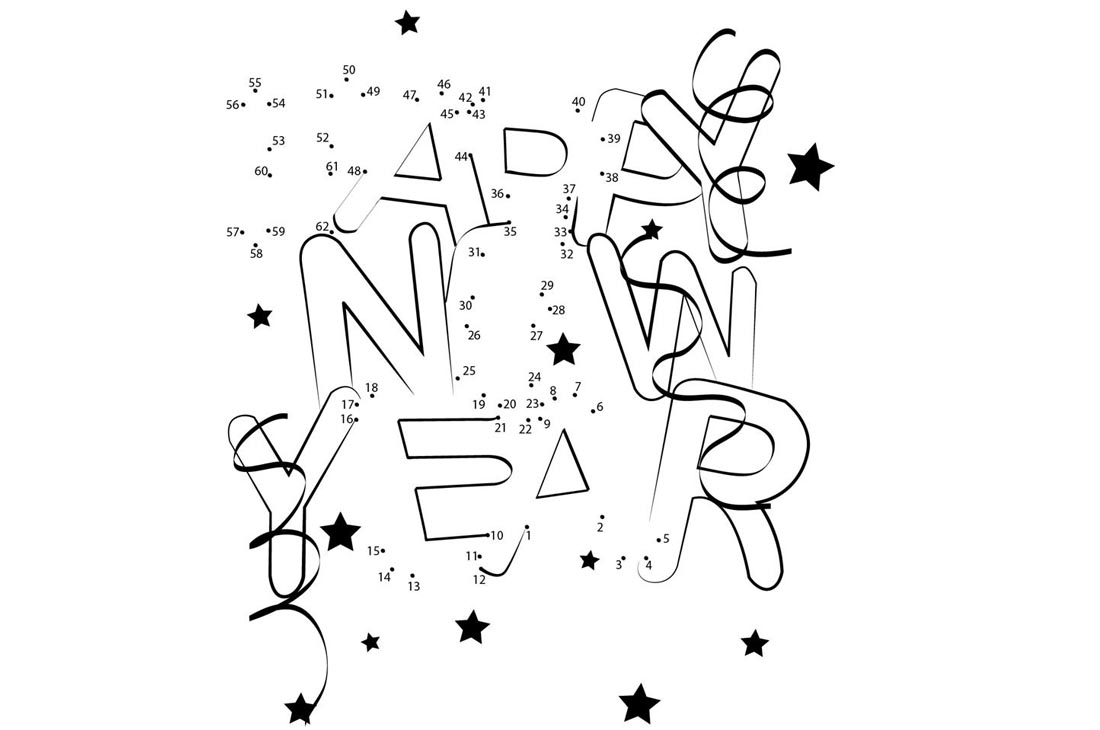 Happy New Year Coloring Pages Connect Dots printable for free