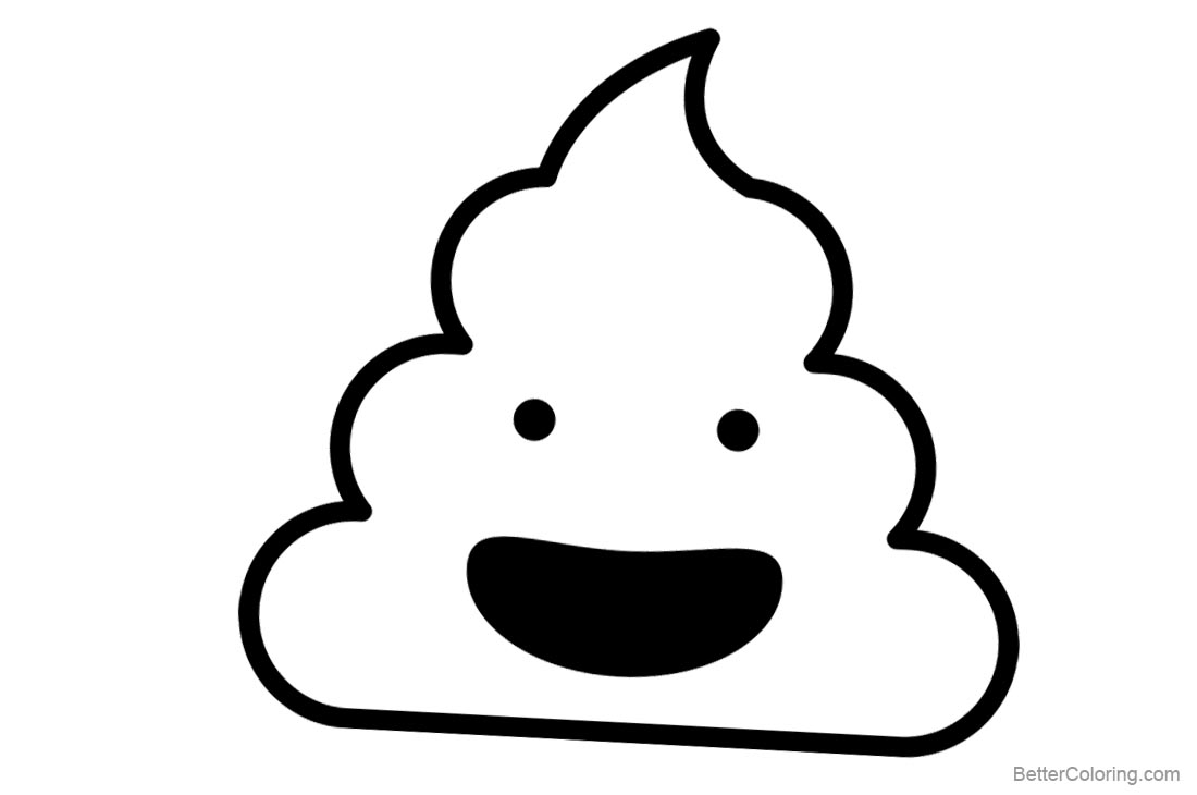 Happy Poop Emoji Coloring Pages Lineart printable for free