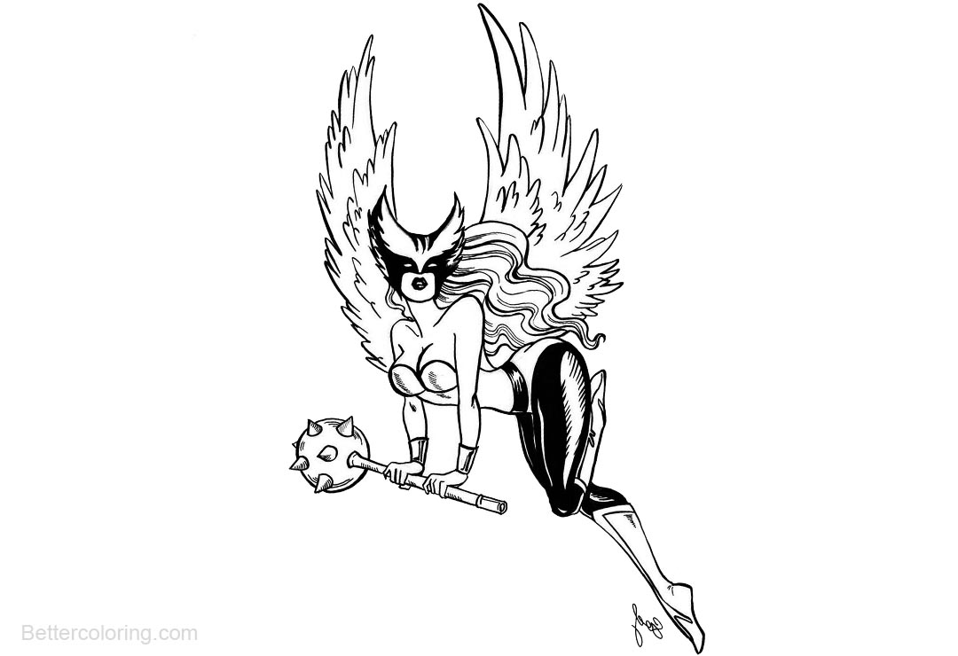Free Hawkgirl Coloring Pages DC Characters by soefara printable
