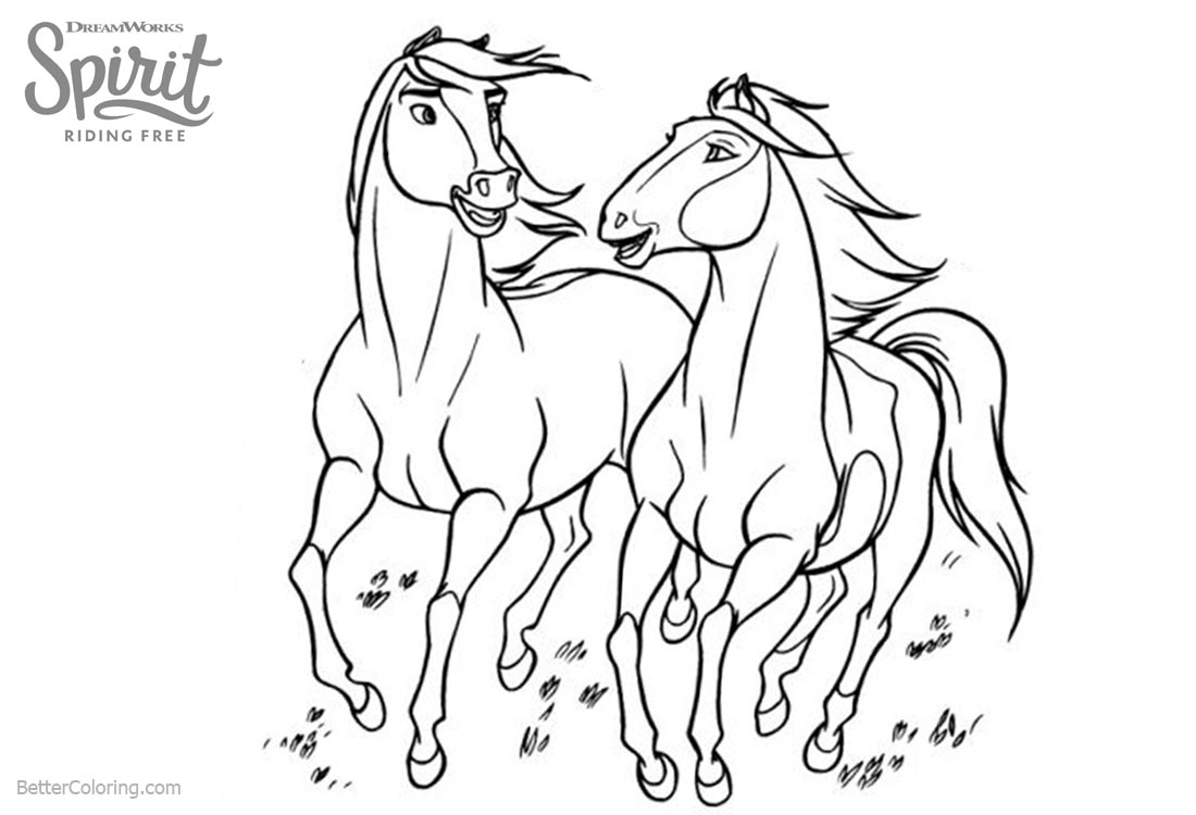 horses from spirit riding free coloring pages  free