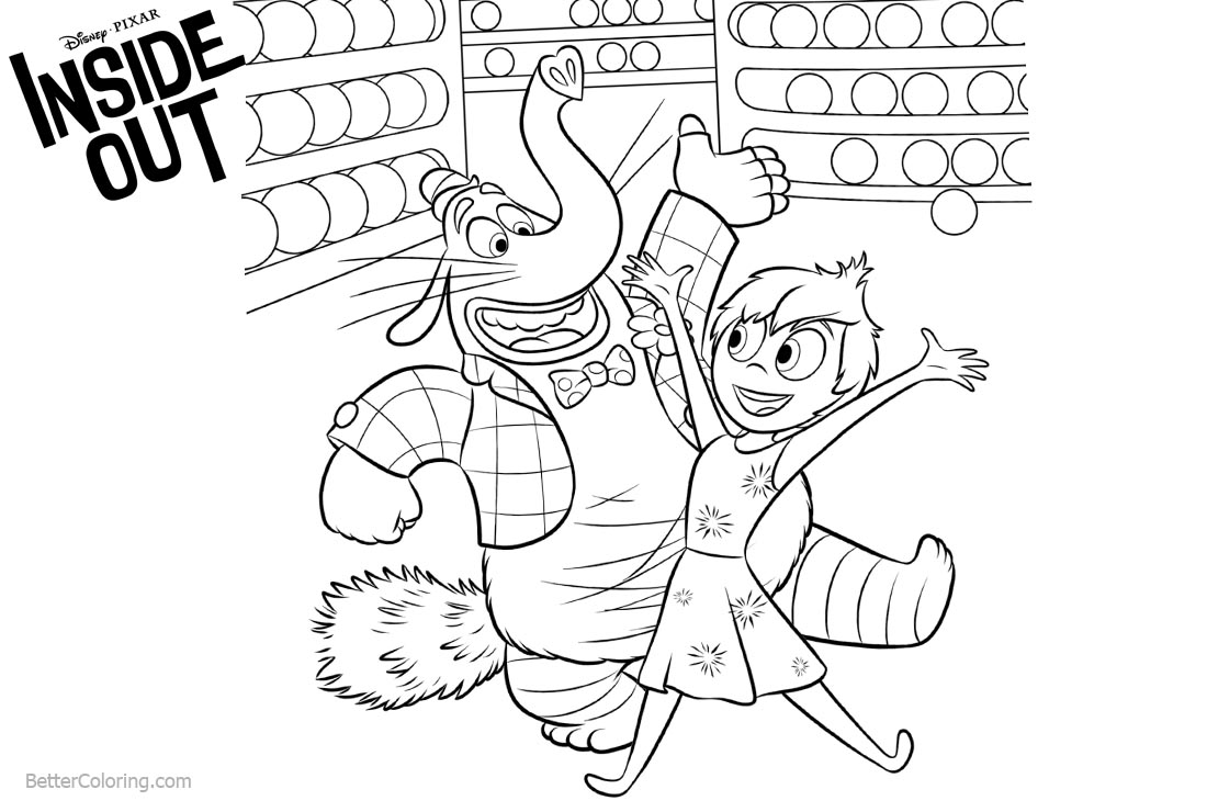 Inside Out Coloring Pages BingBong and Joy Are So Happy - Free ...