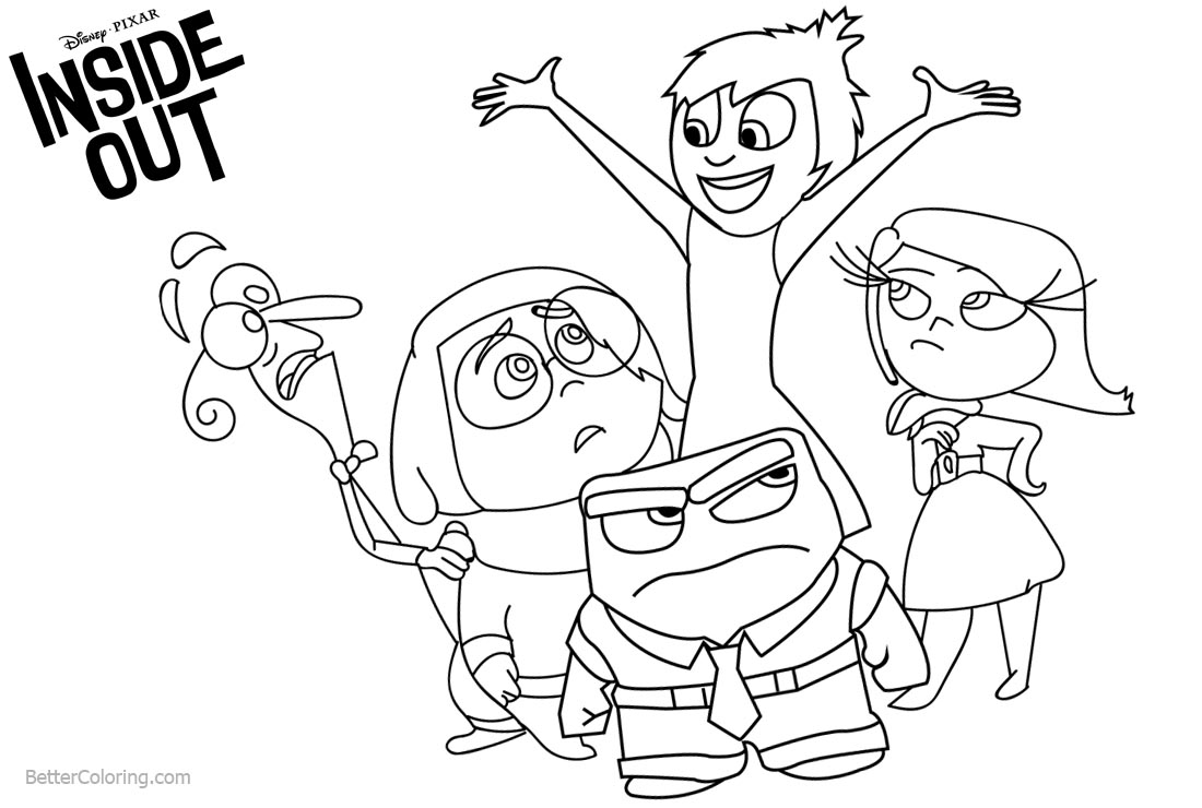 Inside Out Coloring Pages Characters Lineart printable for free