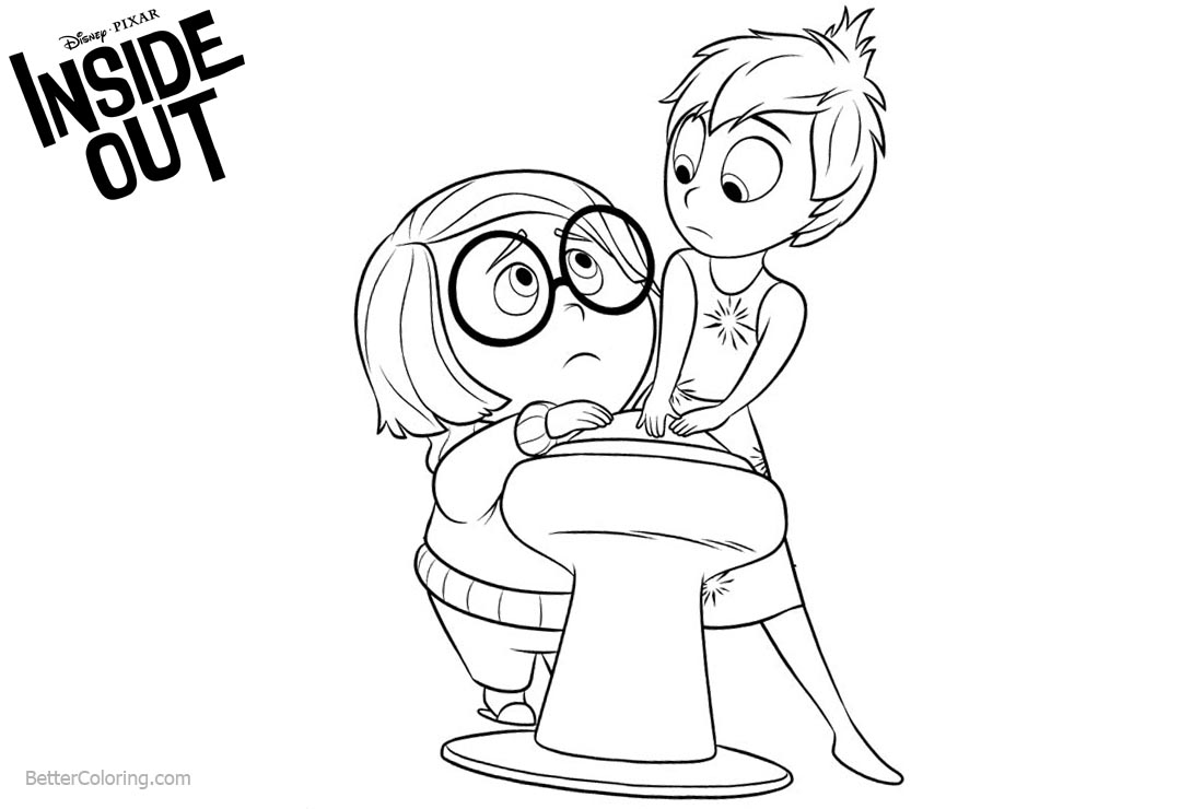Inside Out Coloring Pages Disgust and Joy printable for free