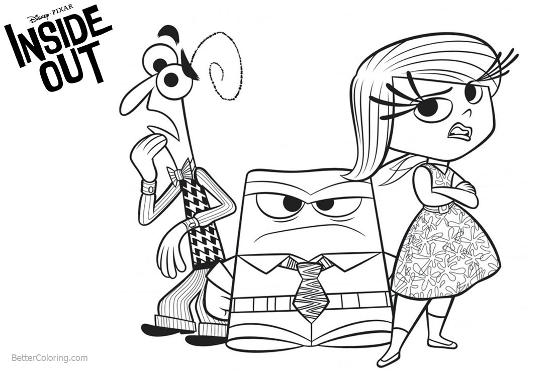 Inside Out Coloring Pages Fear Disgust and Anger - Free Printable ...