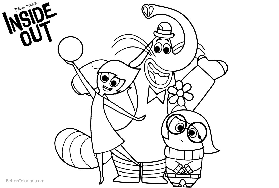 Inside Out Coloring Pages Joy Disgust and Bingbong - Free Printable ...