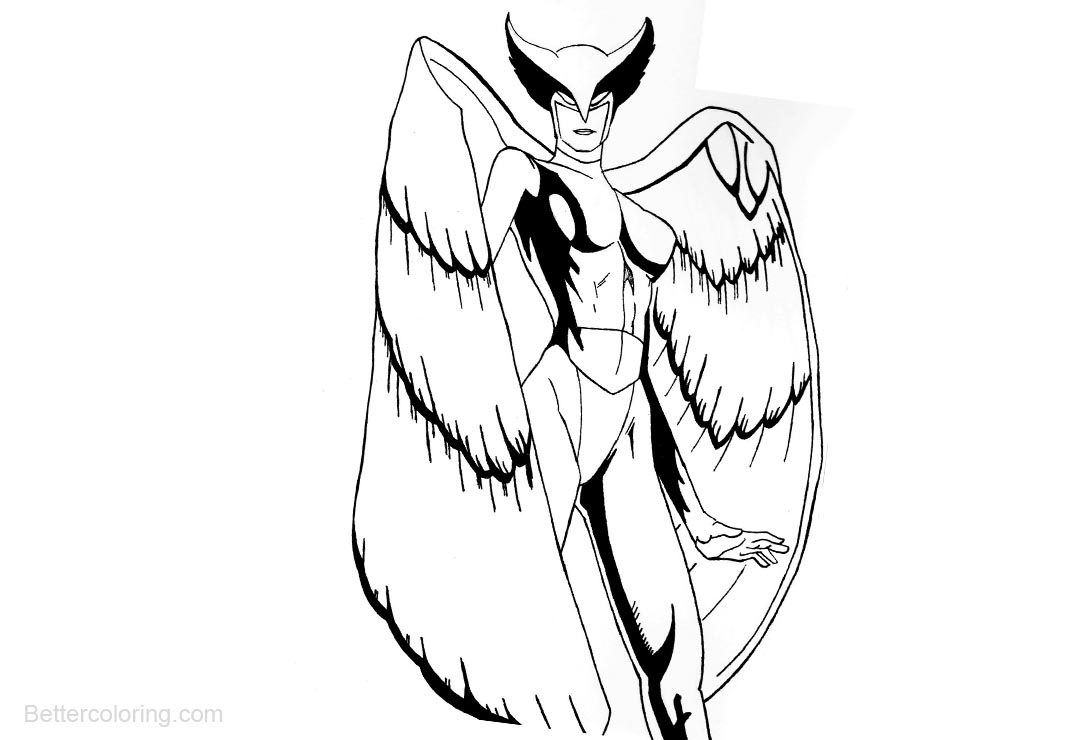 Free Justice League Coloring Pages of Hawkgirl printable