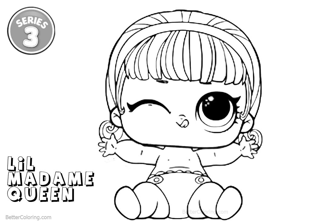 Free LOL Coloring Pages Series 3 Lil Madame Queen printable