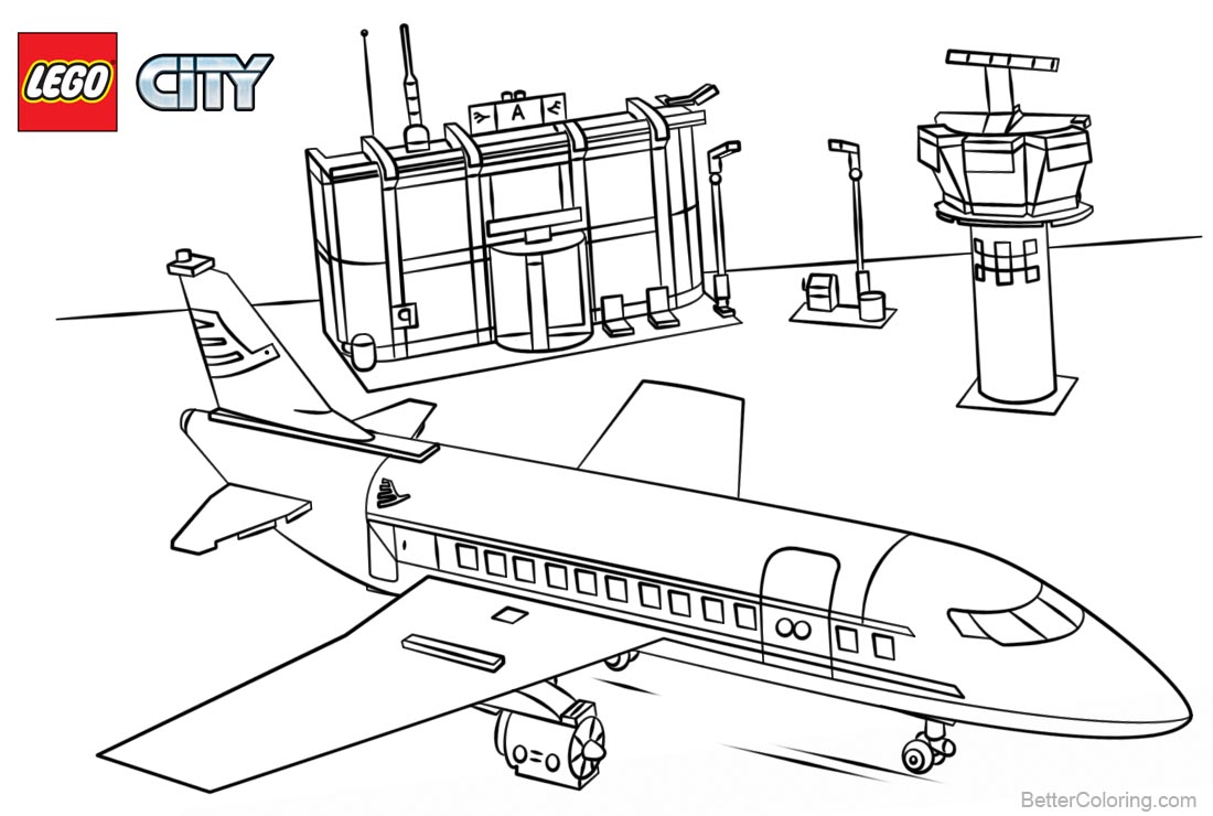 Lego City Coloring Pages Airplane Airport printable for free