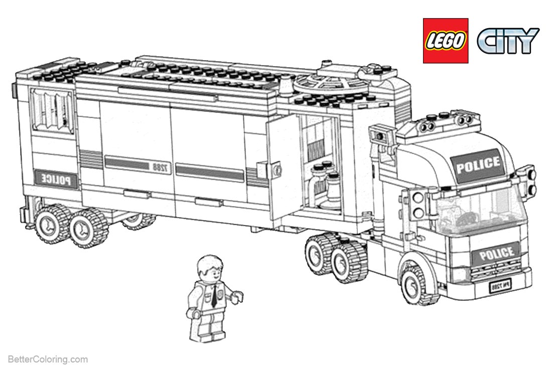 Lego City Coloring Pages Police Truck - Free Printable Coloring Pages