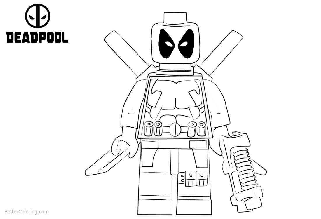 Lego Deadpool Coloring Pages from Marvel Super Heros - Free Printable