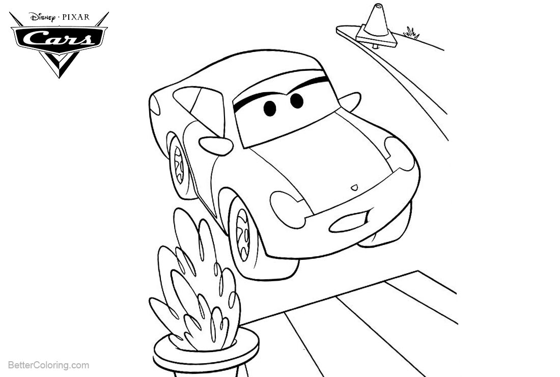 Lightning McQueen from Cars Pixar Coloring Pages printable for free