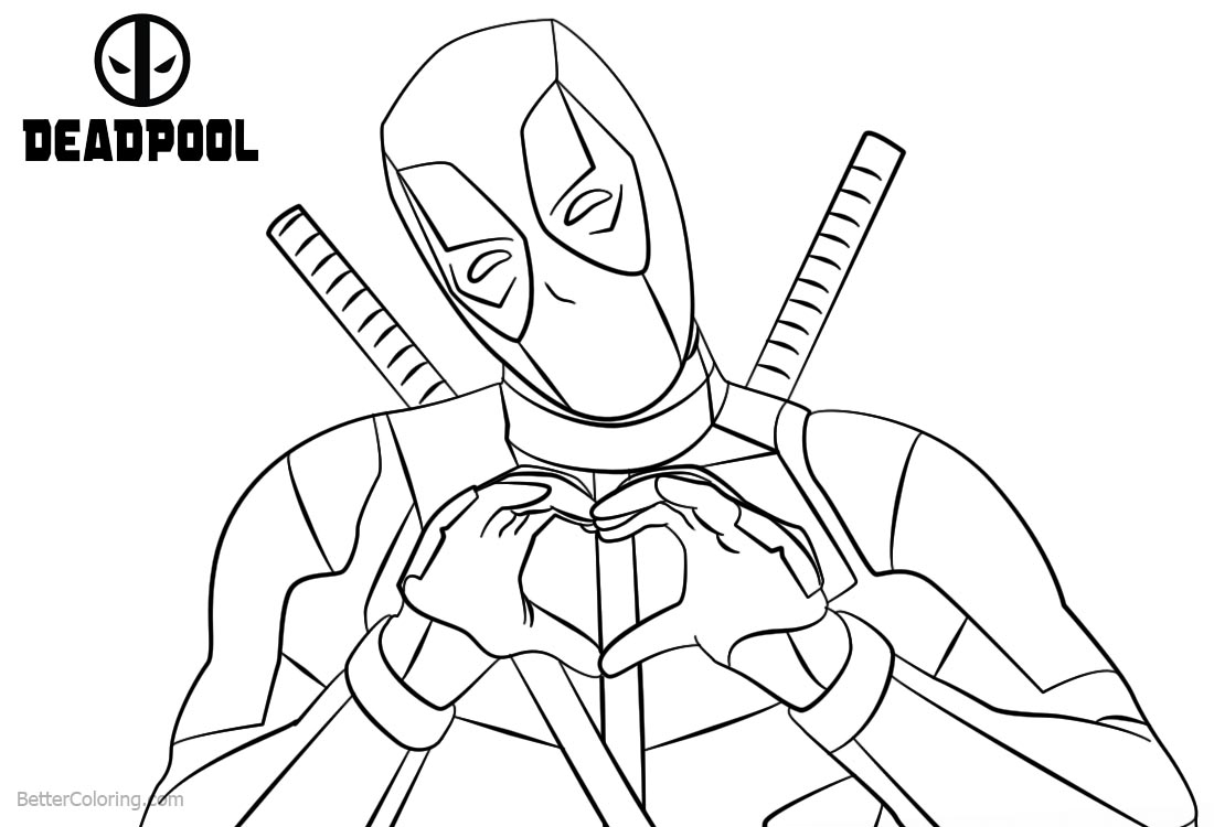 Lovely Deadpool Coloring Pages printable for free