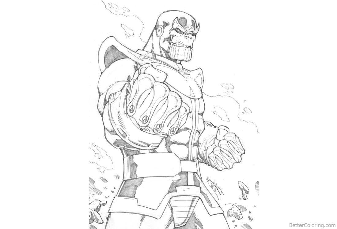 Download Marvel Avengers Infinity War Thanos Coloring Pages Lineart ...