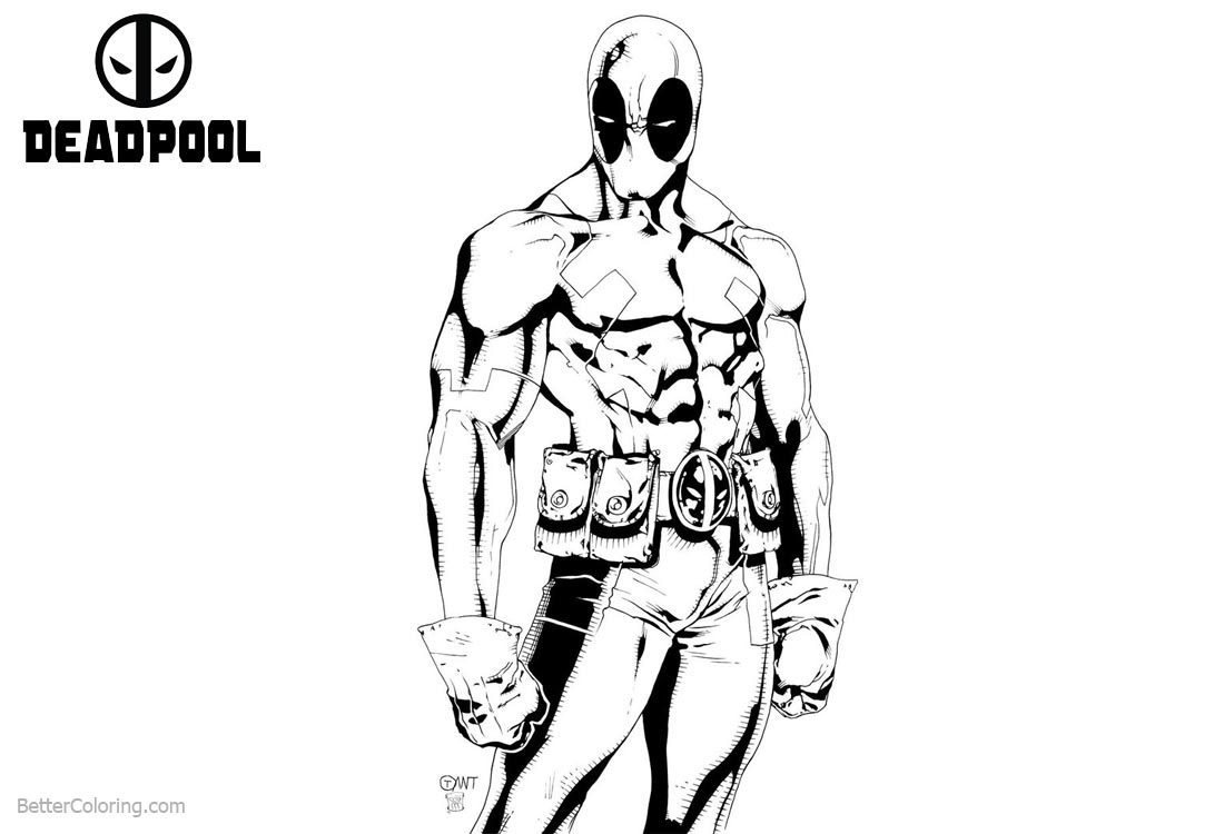 Marvel Deadpool 2 Coloring Pages Black and White printable for free