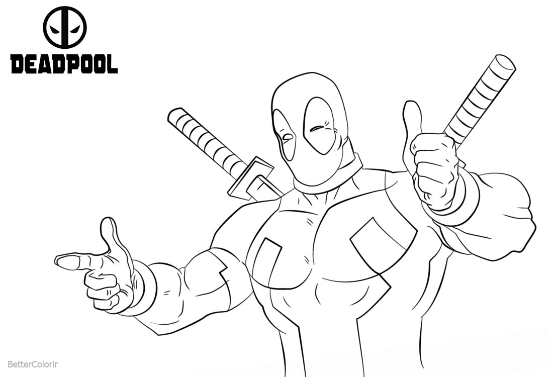 Marvel Deadpool Coloring Pages printable for free