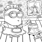 Minion Coloring Pages Clean the House