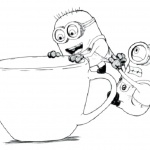 Minion Coloring Pages Coffee Time