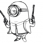 Minion Coloring Pages Gun Man