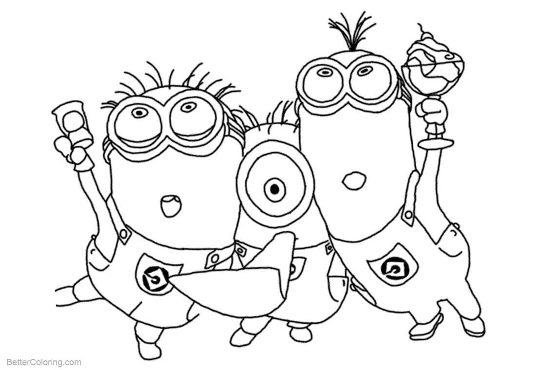 Download Minion Coloring Pages Party Time - Free Printable Coloring Pages