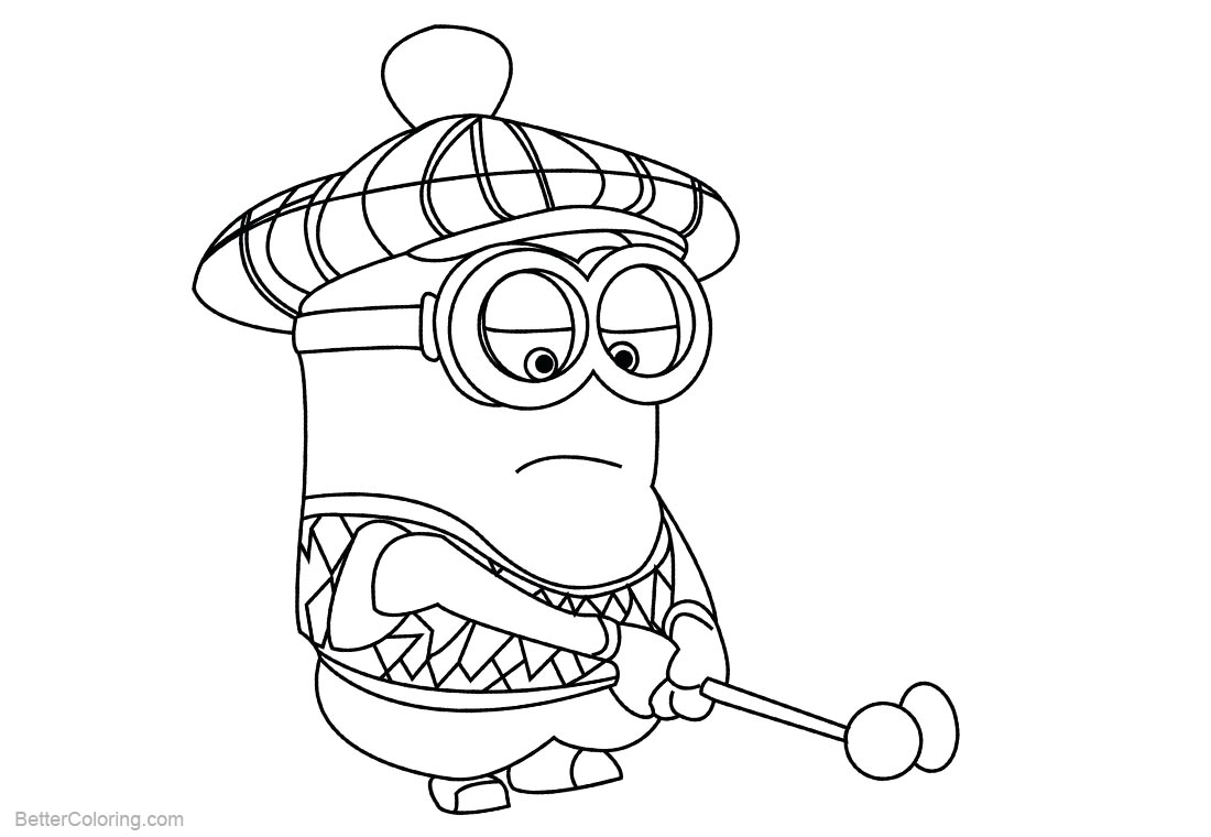Minion Coloring Pages Play Golf printable for free