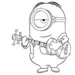 Minion Coloring Pages Play Guitar