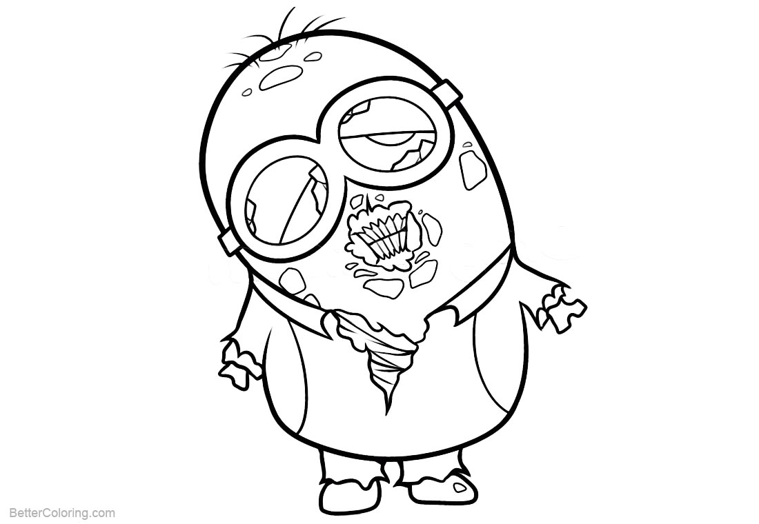 Minion Coloring Pages Zombie Minion printable for free
