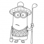 Minion Coloring Pages with A Golf Club