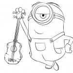Minion Coloring Pages with A Guitar