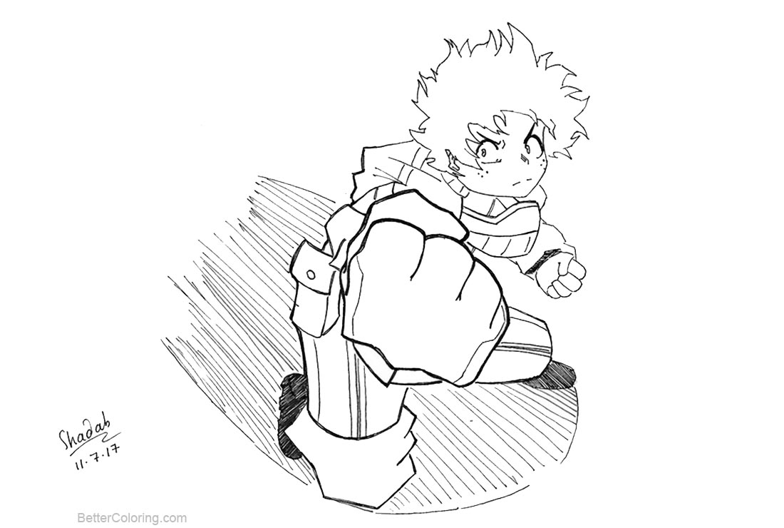 My Hero Academia Coloring Pages Deku by shadabs - Free Printable