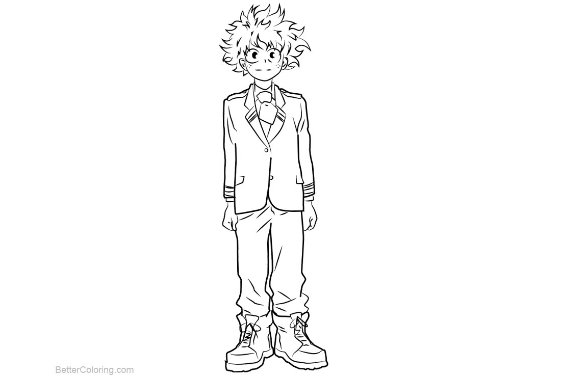 My Hero Academia Coloring Pages Izuku Midoriya - Free Printable