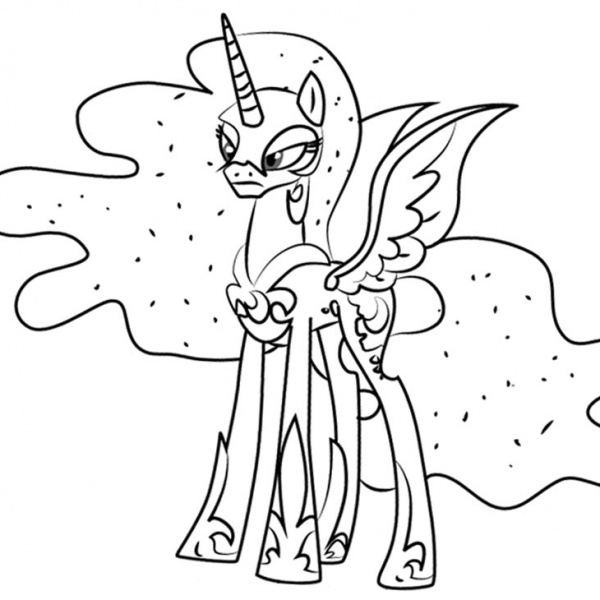 My Little Pony Coloring Pages Lineart Nightmare Moon - Free Printable