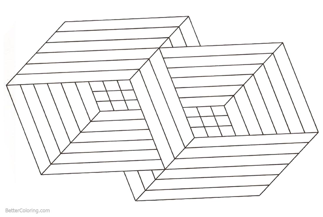 Free Optical Illusion Coloring Pages Optic Squares printable