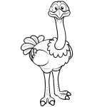 Ostrich Coloring Pages Cartoon Lineart