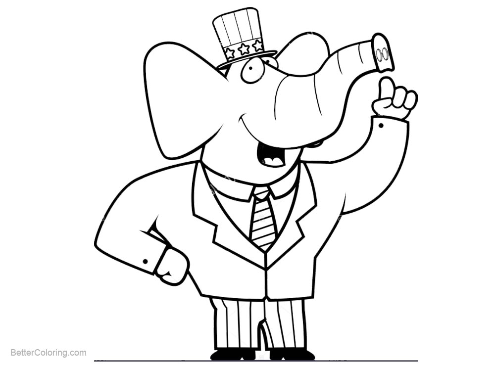 Free Patriotic Coloring Pages Pround Elephant printable