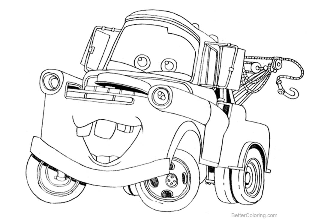 Pixar Cars Coloring Pages Disney Tow Mater - Free Printable Coloring Pages