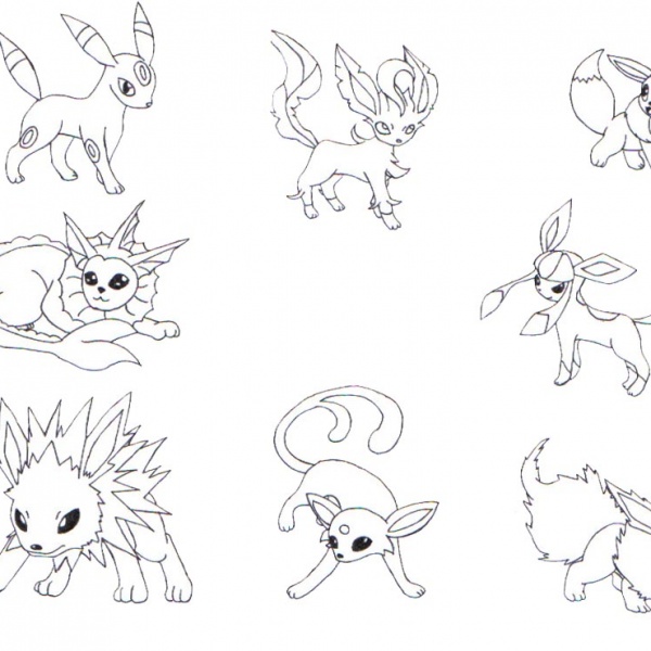 Pokemon Coloring Pages Eevee Evolutions Chibi
