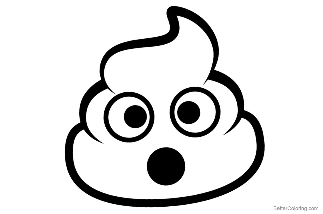 Poop Emoji Coloring Pages Surprised printable for free