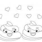 Poop Emoji Coloring Pages with Love Heart