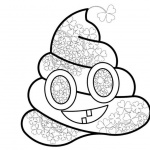 Poop Emoji Coloring Pages with Shamrock