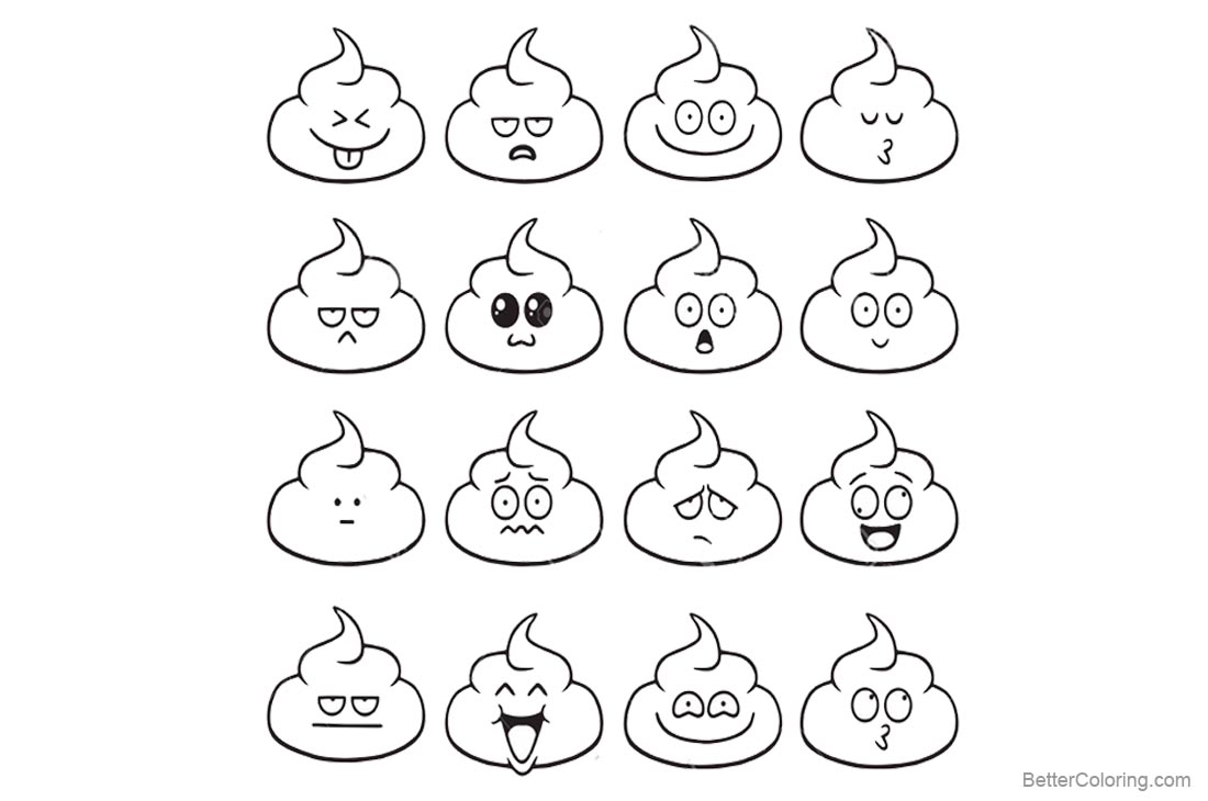 Poop Emoji Coloring Pages printable for free