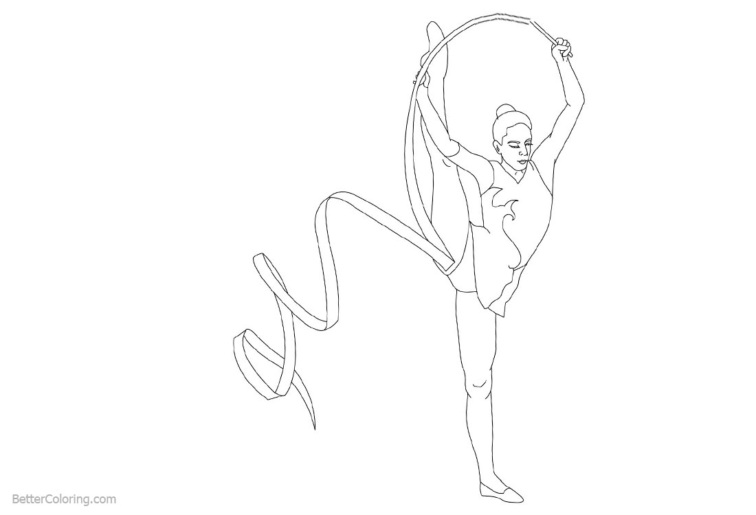 Ribbon Gymnastics Coloring Pages printable for free