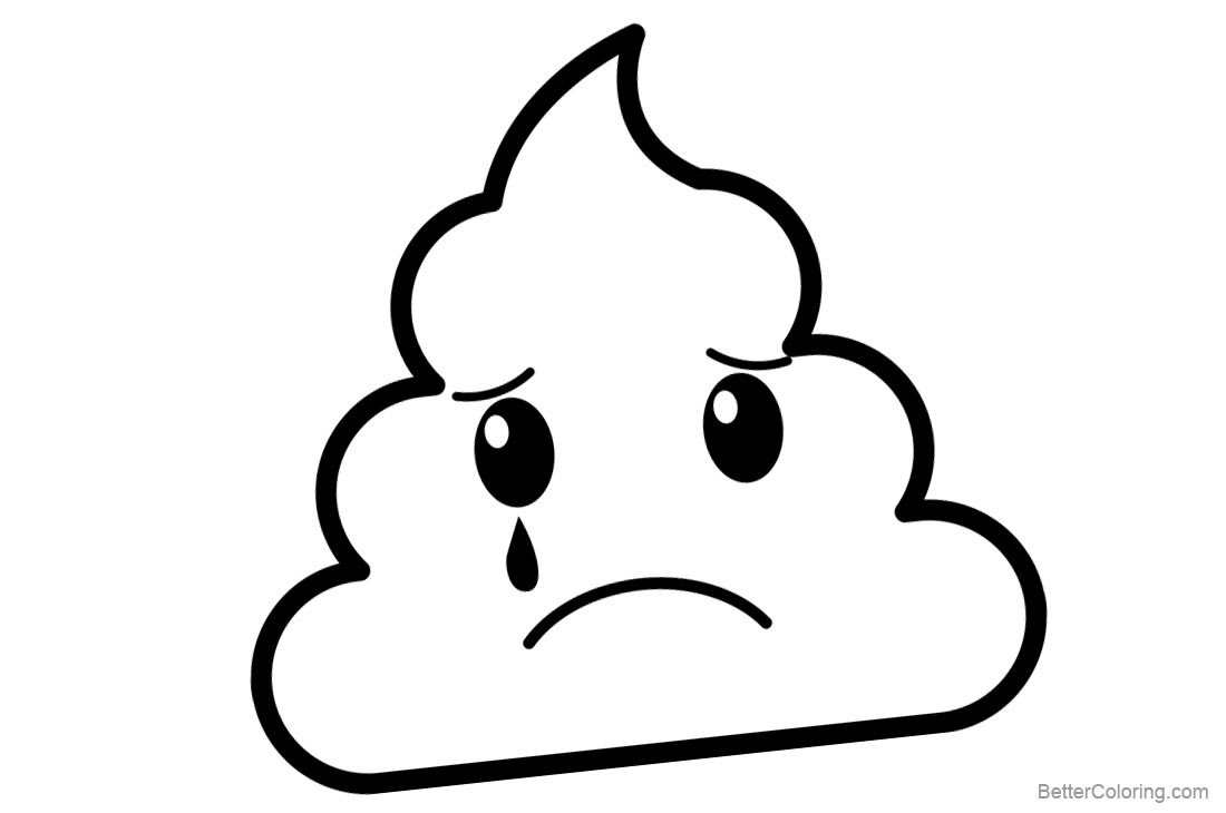 Sad Poop Emoji Coloring Pages printable for free