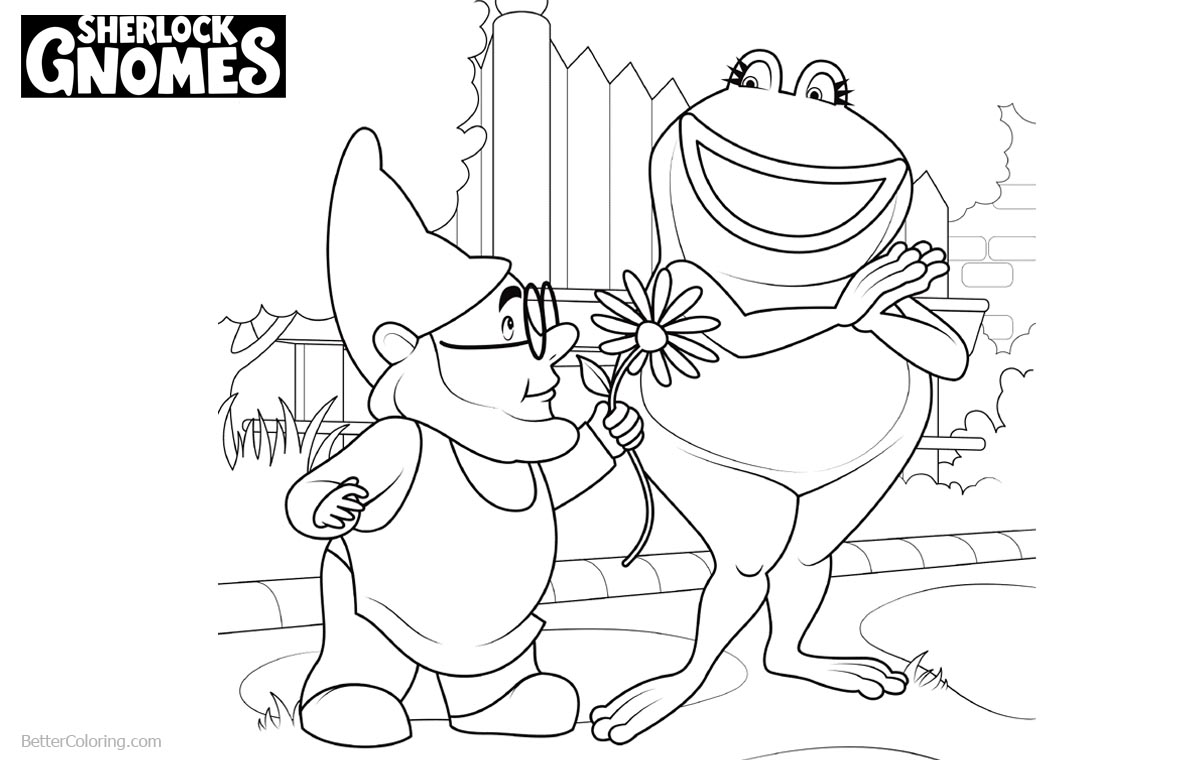 Sherlock Gnomes Coloring Pages Gnomeo and Frog Nanette printable for free
