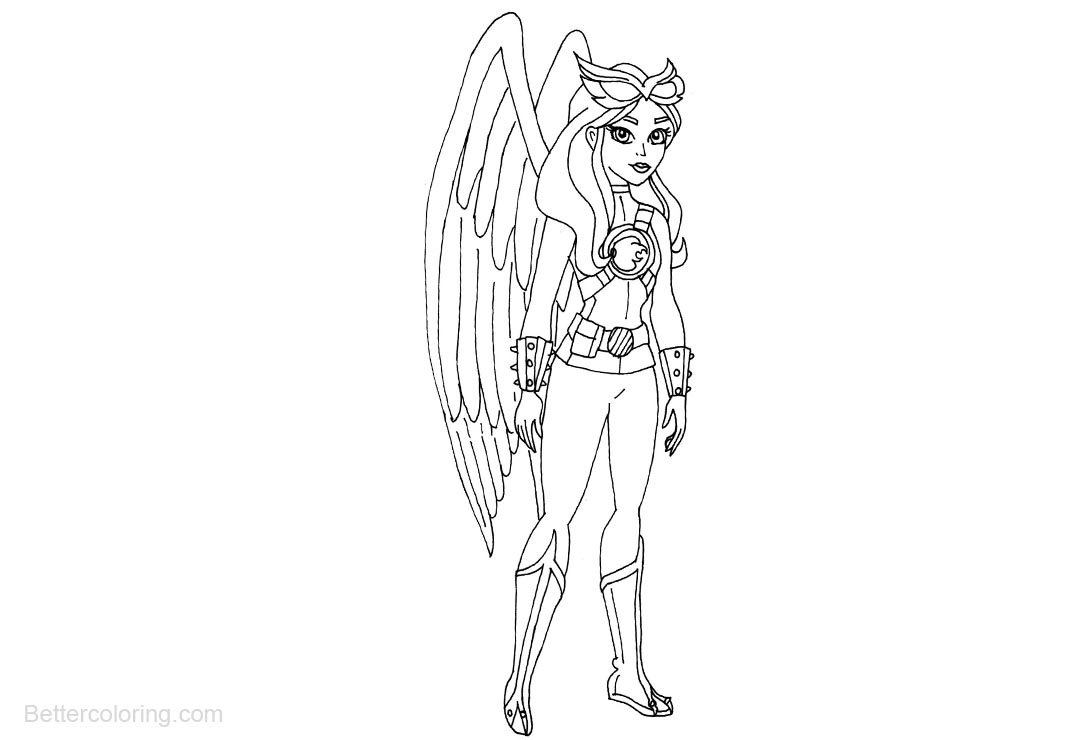 Free Simple Hawk Girl Coloring Pages printable